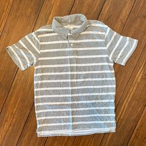 Children’s Place Boys Grey & White Striped Polo Short Sleeve Shirt size Large
